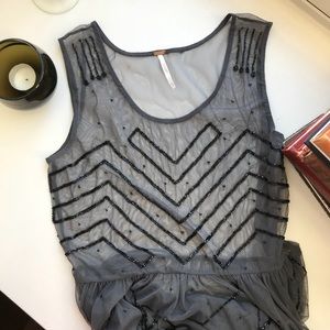 Free people grey embellished slip dress